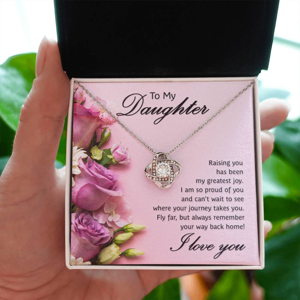 To My Daughter Necklace – Perfect Daughter Gift for Graduation & Birthday – Love Knot Necklace - Personalize Memories