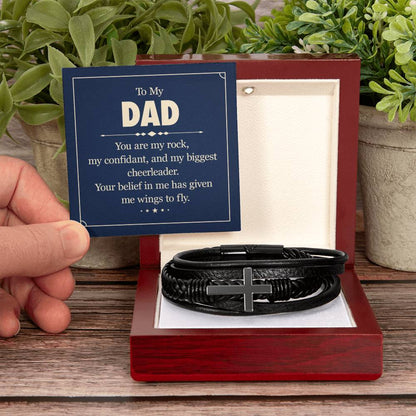 To My Dad - You are my rock - Gift for Dad - Men's Cross Bracelet - Personalize Memories