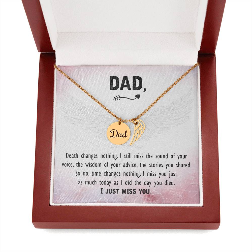 Angel Wing Dad Necklace - I Just Miss You - Loss of Dad Gift