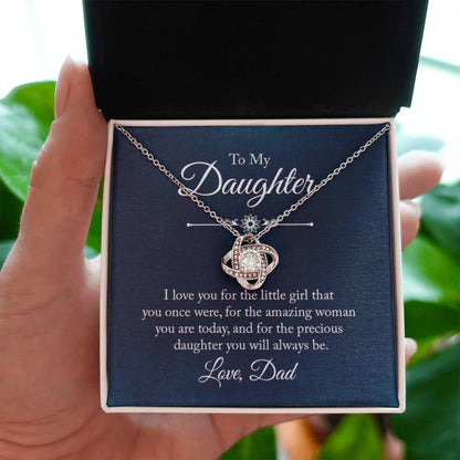 To My Daughter Necklace from Dad – Daughter Gift for Birthday Graduation Achievements – Love Knot Necklace - Personalize Memories