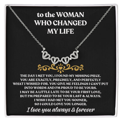 To The Woman Who Changed My Life - Magnetic Hearts Necklace Gift Set