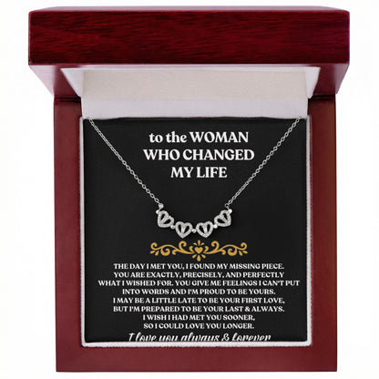 To The Woman Who Changed My Life - Magnetic Hearts Necklace Gift Set