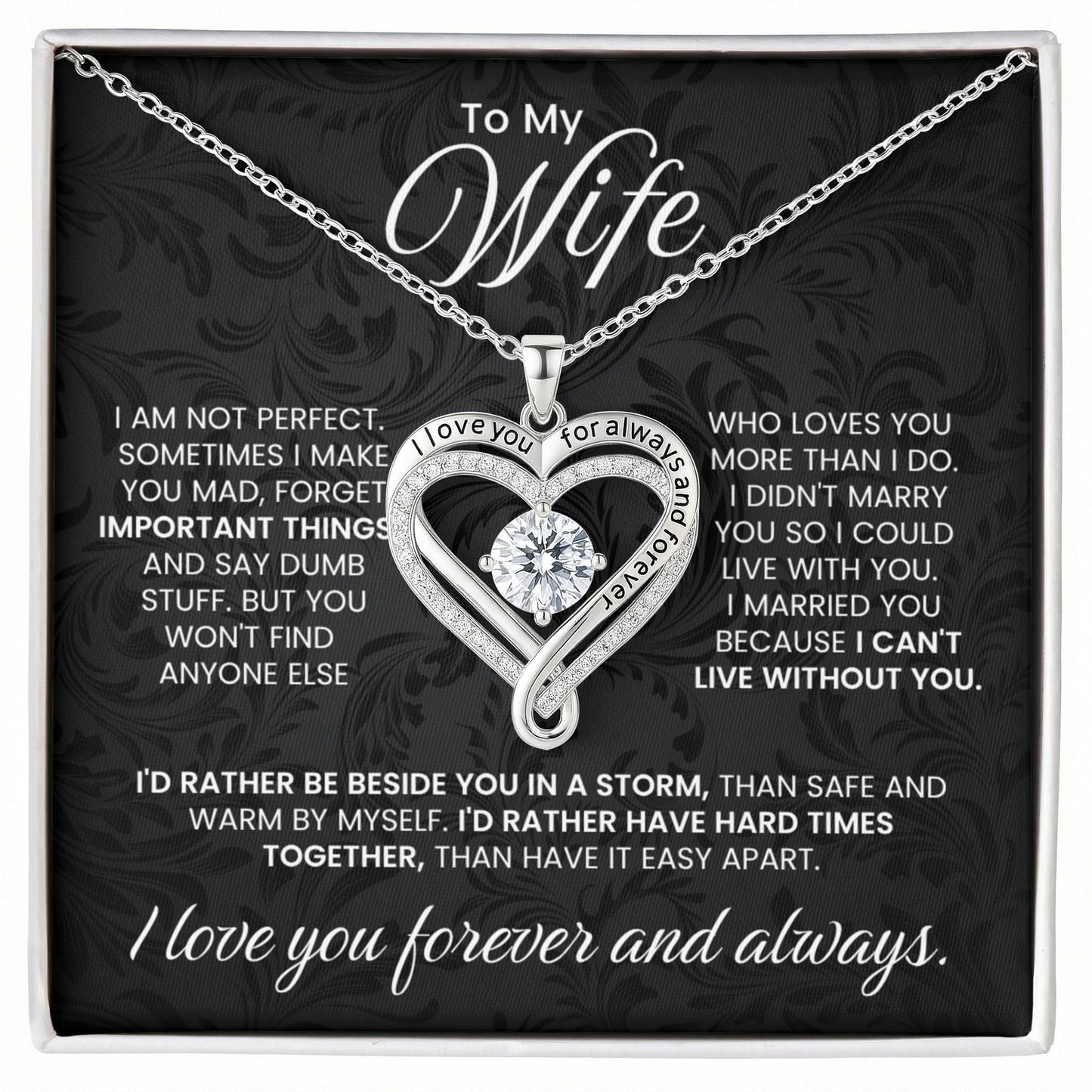 To My Wife - Forever & Always Heart Necklace