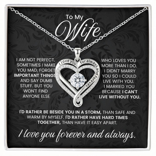 To My Wife - Forever & Always Heart Necklace