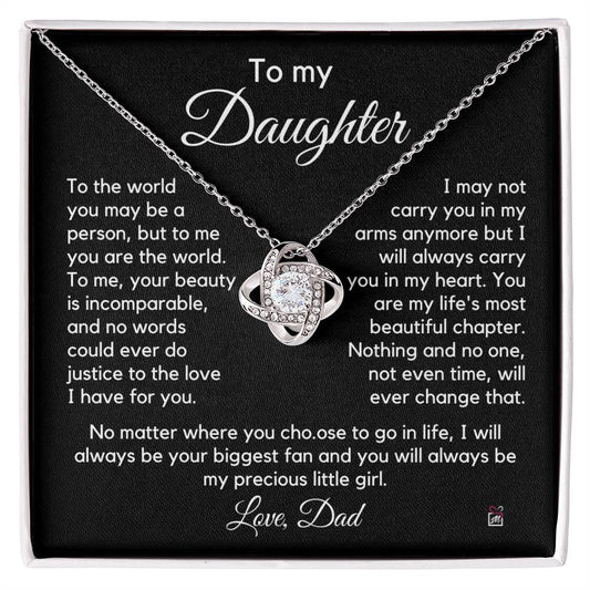 To Daughter, from Dad - To Me You Are The World - Love Knot Necklace - PM0267