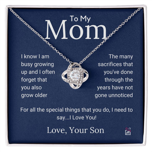 To Mom, from Son - For All The Special Things That You Do - Love Knot Necklace