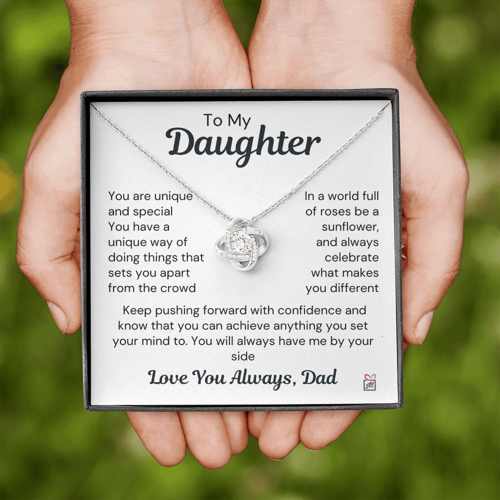 To Daughter, from Dad - Be The Sunflower - Love Knot Necklace