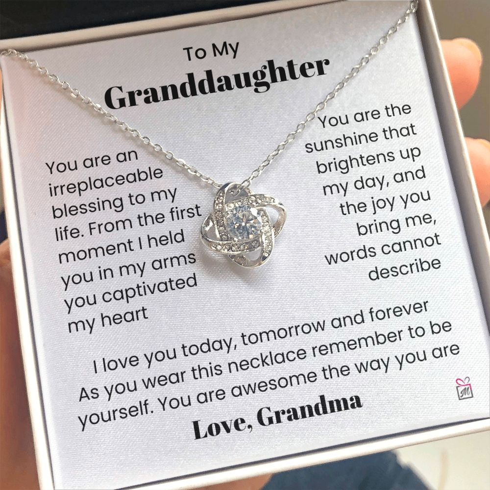 To Granddaughter, from Grandma - My Sunshine - Love Knot Necklace - PM0153