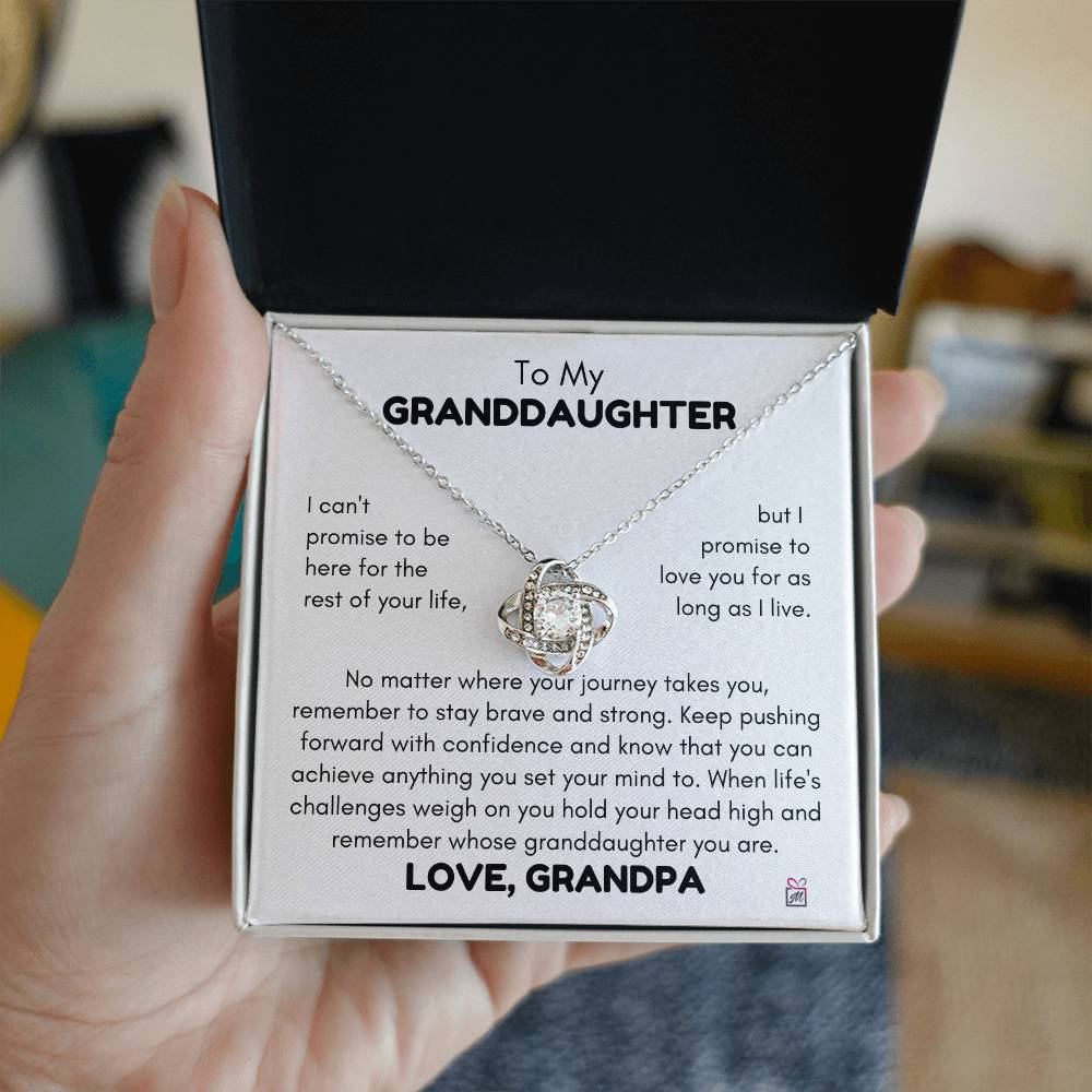 To Granddaughter, from Grandpa - I Can't Promise - Love Knot Necklace - PM0225
