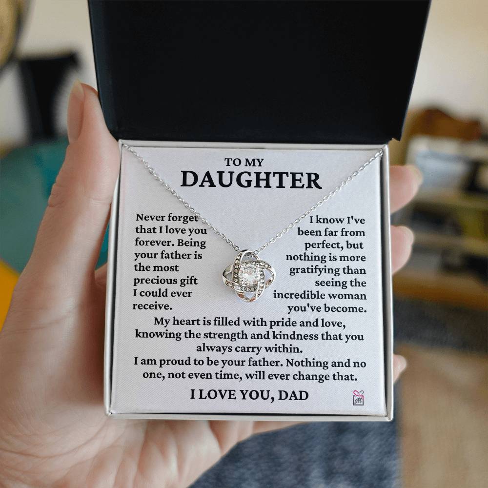 To Daughter from Dad - Far From Perfect - Love Knot Necklace PM0240