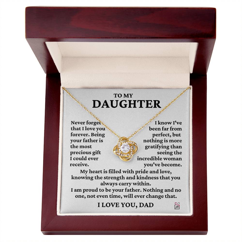 To Daughter from Dad - Far From Perfect - Love Knot Necklace PM0240