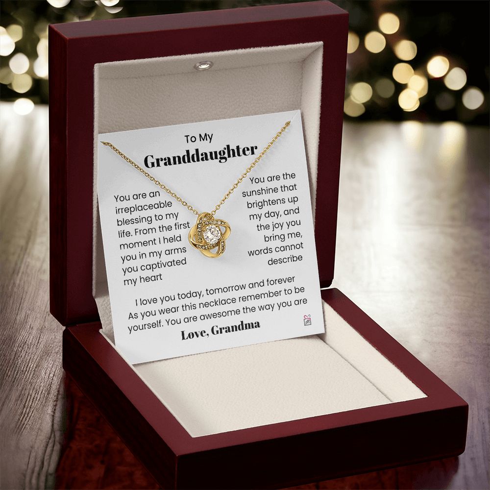 To Granddaughter, from Grandma - My Sunshine - Love Knot Necklace - PM0153