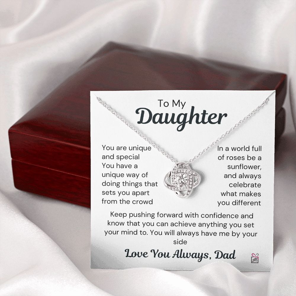 To Daughter, from Dad - Be The Sunflower - Love Knot Necklace