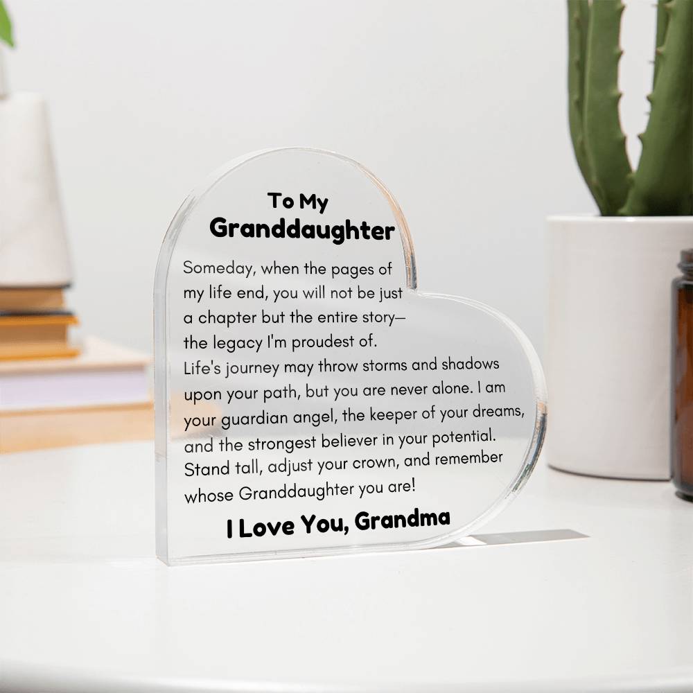 To Granddaughter, from Grandma - Someday - Heart Acrylic Plaque - PM0223