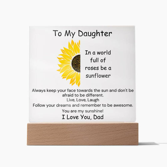 To Daughter, from Dad - You Are My Sunshine - Square Acrylic Plaque - PM0213