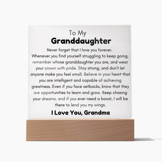 To Granddaughter, from Grandma - I Will Lend You My Wings - Square Acrylic Plaque - PM0227