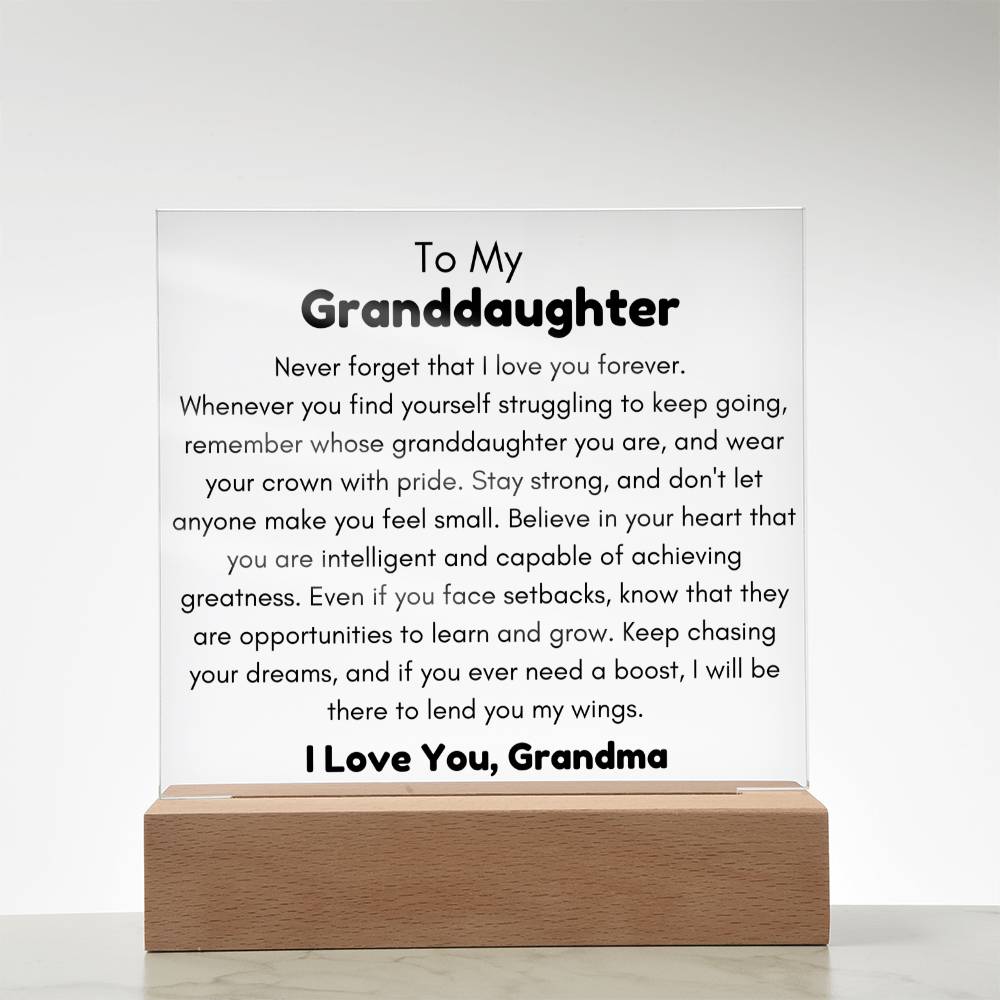To Granddaughter, from Grandma - I Will Lend You My Wings - Square Acrylic Plaque - PM0227