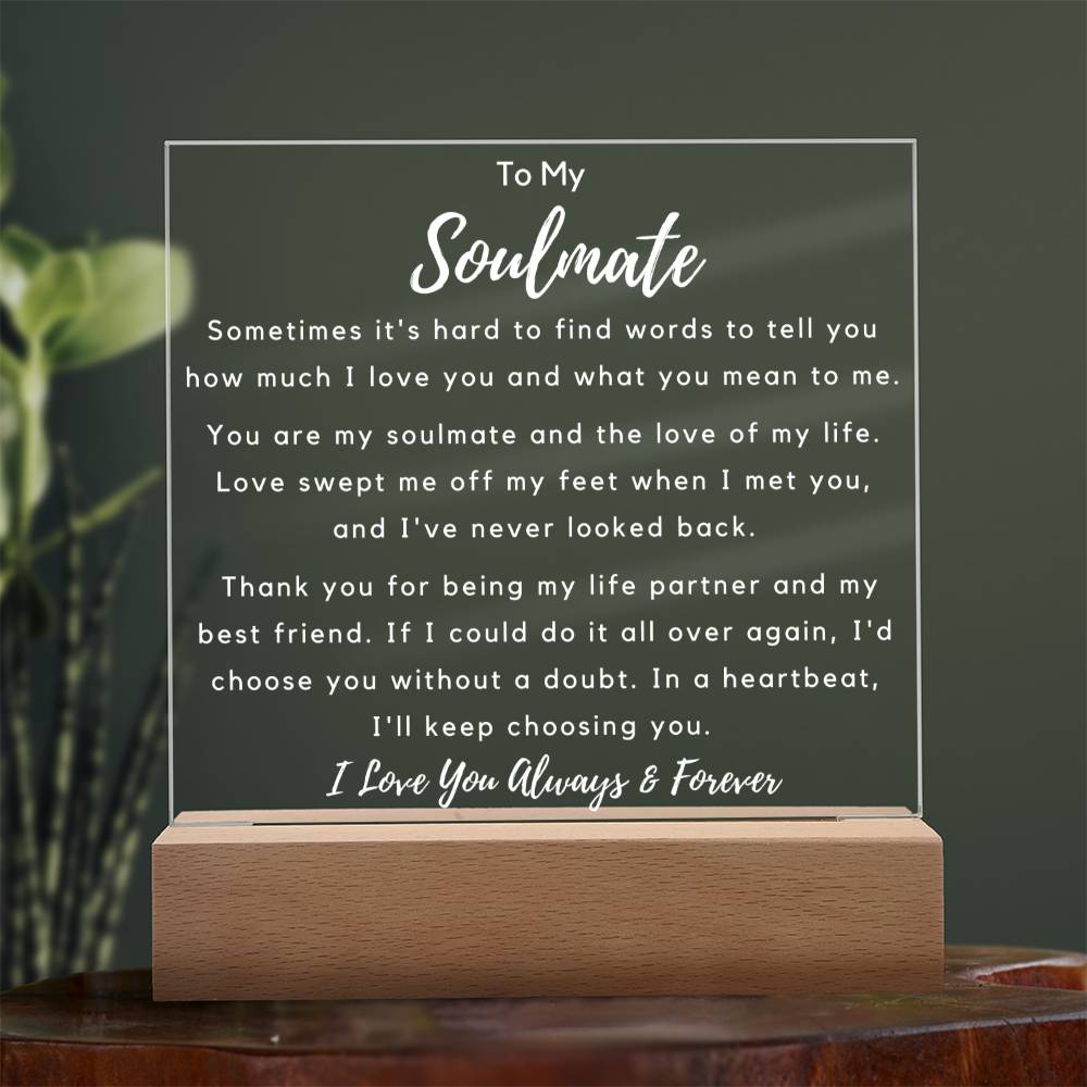 To Soulmate - Hard To Find Words -  Night Lamp Acrylic - PM0265