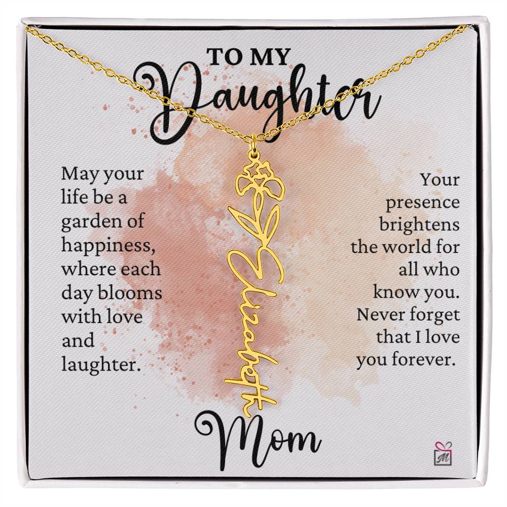 To Daughter from Mom - A Garden of Hapiness - Birth FLower Necklace - PM0249
