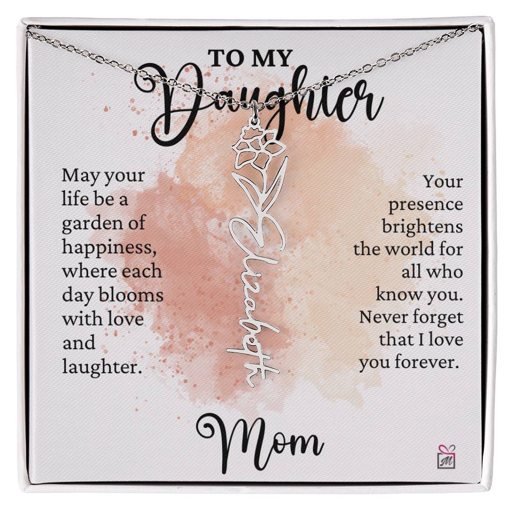 To Daughter from Mom - A Garden of Hapiness - Birth FLower Necklace - PM0249