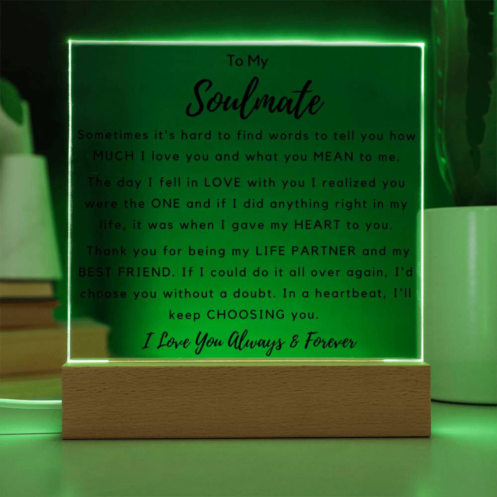 To Soulmate - Hard To Find Words -  Square Acrylic Plaque - PM0202