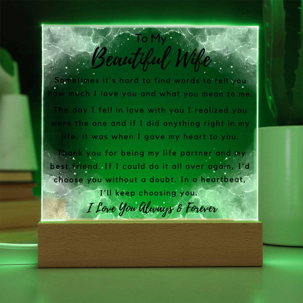 To Wife - Hard To Find Words -  Night Lamp Acrylic - PM0214