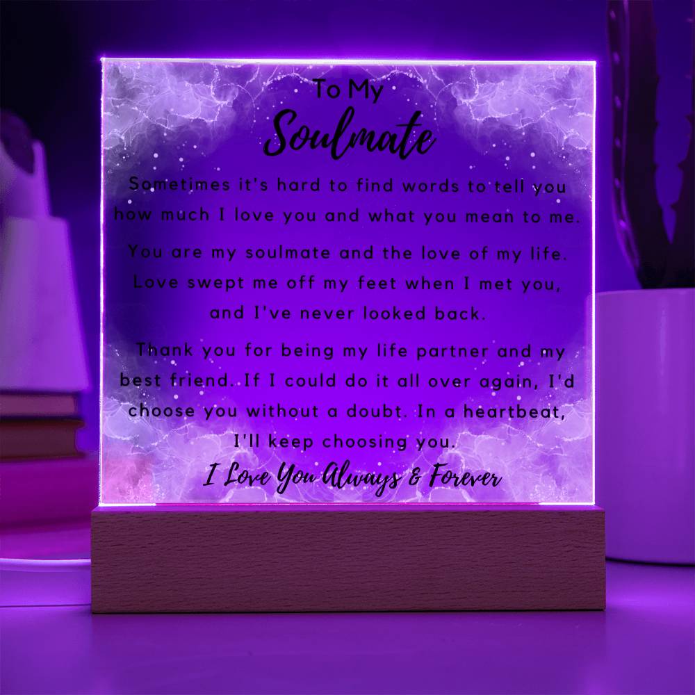 To Soulmate - Hard To Find Words -  Night Lamp Acrylic - PM0264