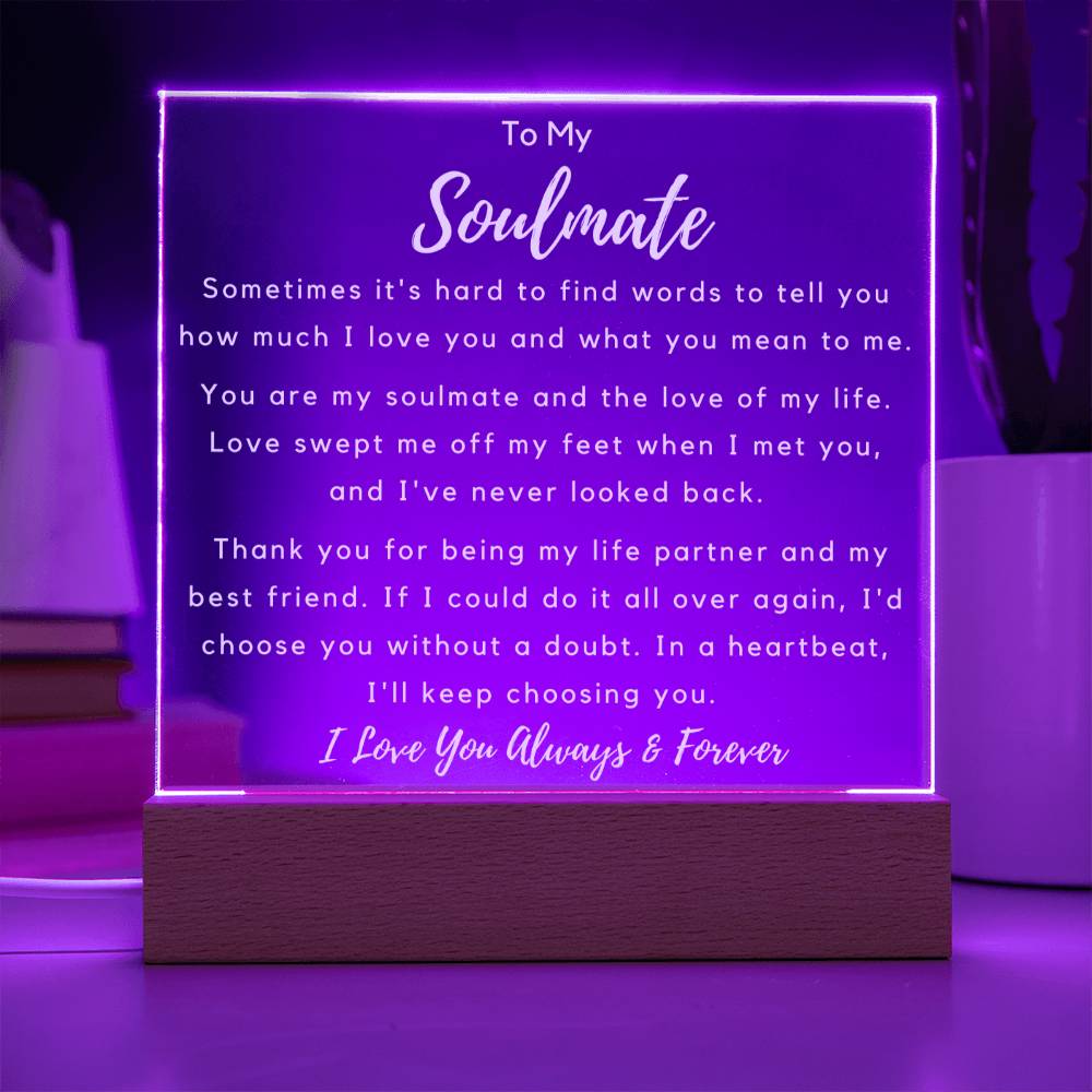 To Soulmate - Hard To Find Words -  Night Lamp Acrylic - PM0265