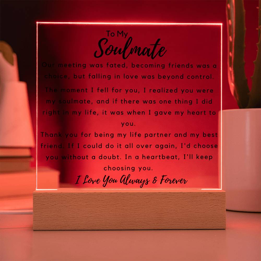 To Soulmate - Hard To Find Words -  Square Acrylic Plaque - PM0205