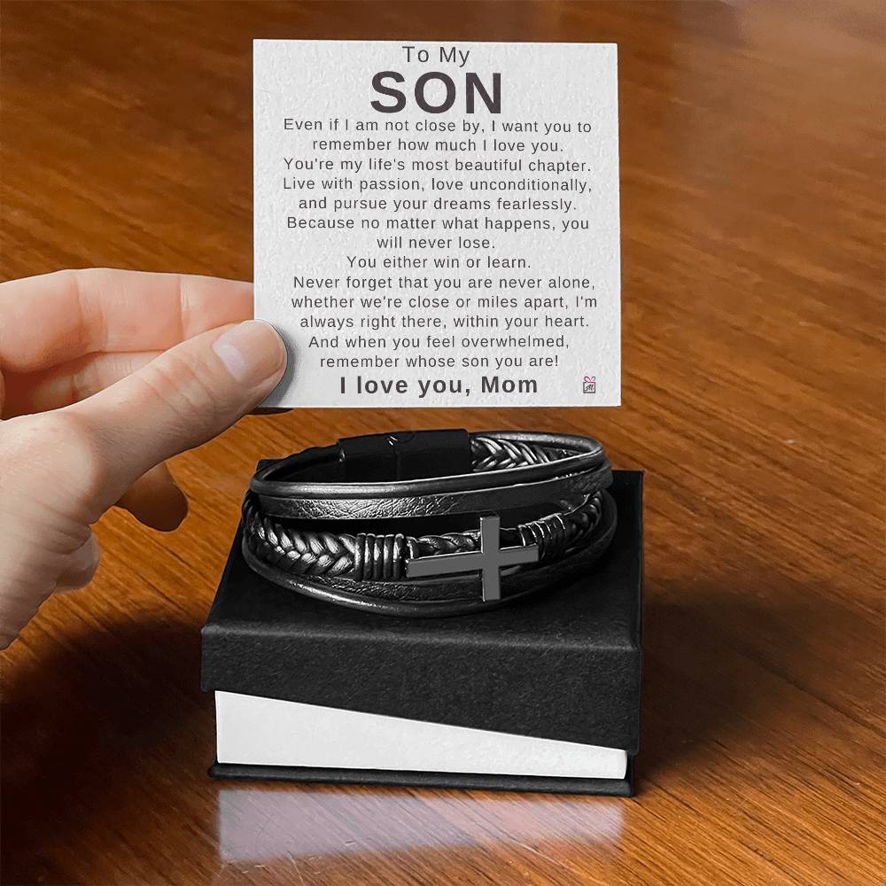 To Son, from Mom - You Will Never Lose - Men's Cross Bracelet - PM0239