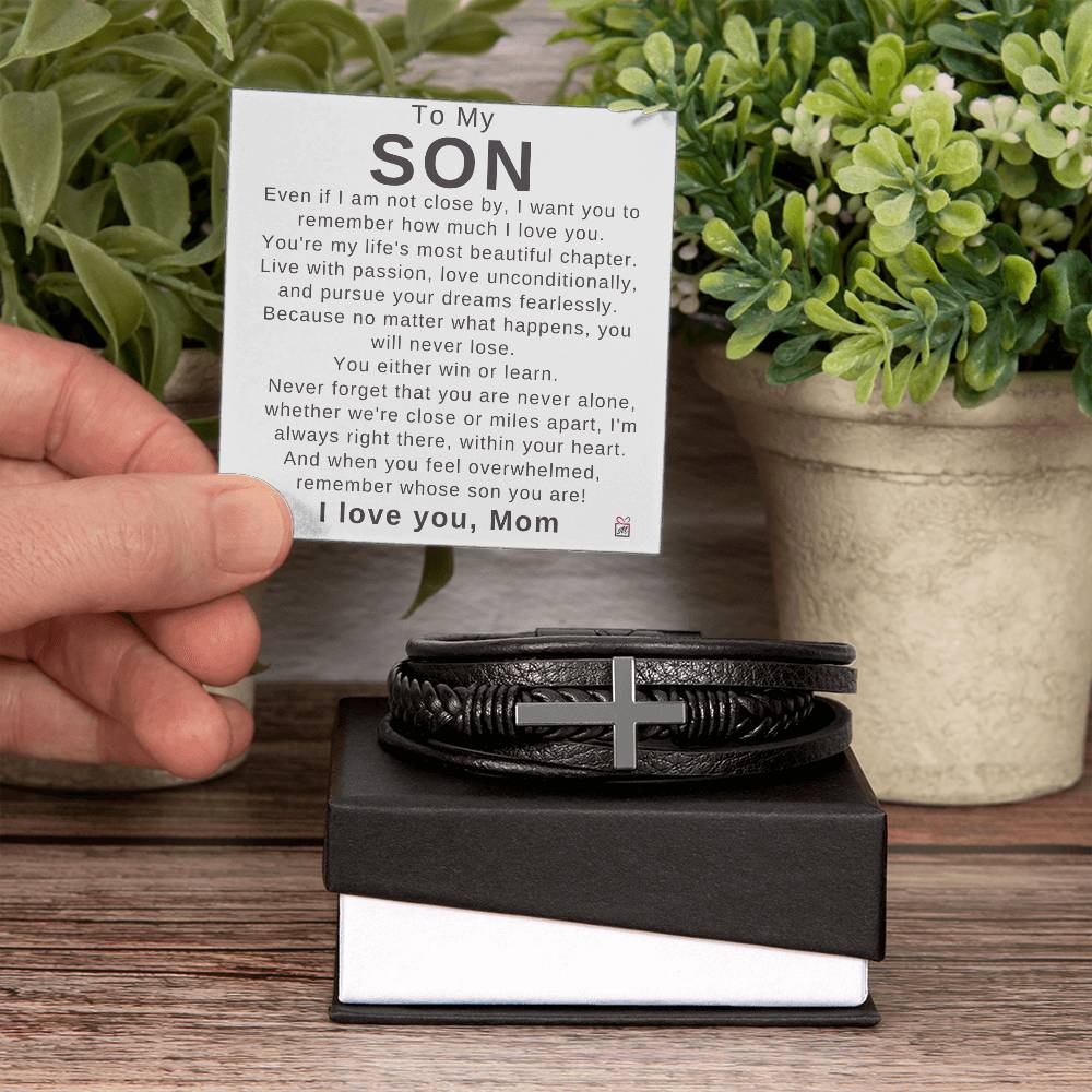 To Son, from Mom - You Will Never Lose - Men's Cross Bracelet - PM0239