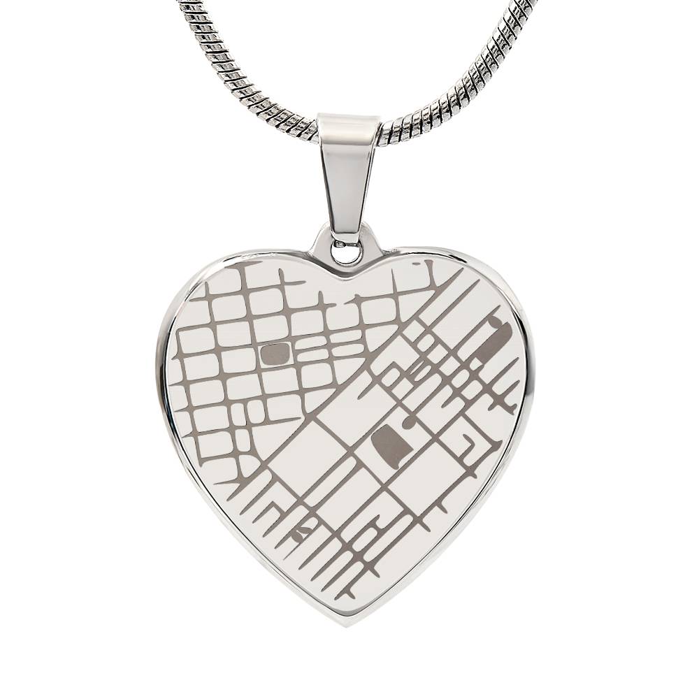 Custom Engraved Map Heart Necklace