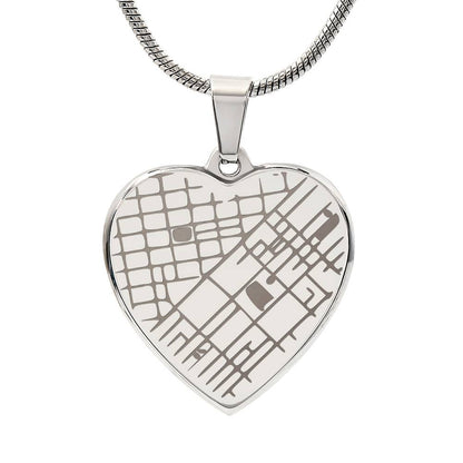 Custom Engraved Map Heart Necklace