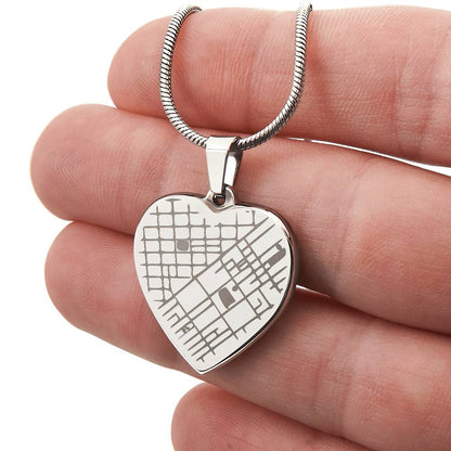 Custom Engraved Map Heart Necklace