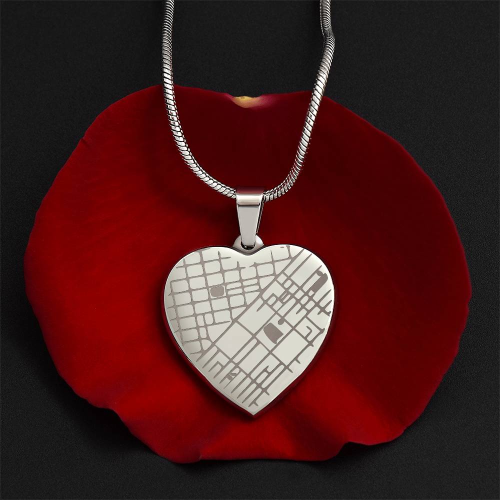 Custom Engraved Map Heart Necklace