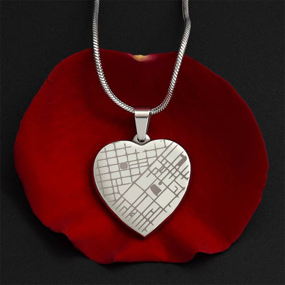 Custom Engraved Map Heart Necklace