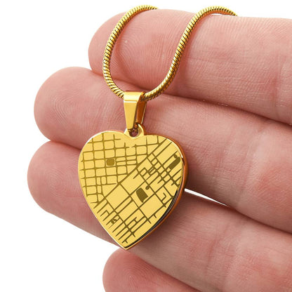 Custom Engraved Map Heart Necklace