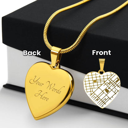 Custom Engraved Map Heart Necklace