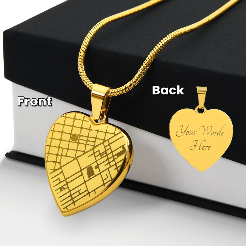 Custom Engraved Map Heart Necklace