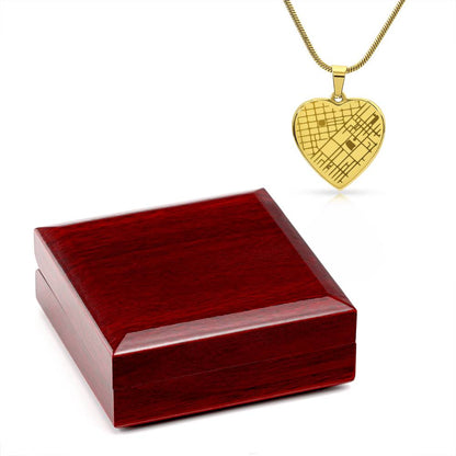 Custom Engraved Map Heart Necklace