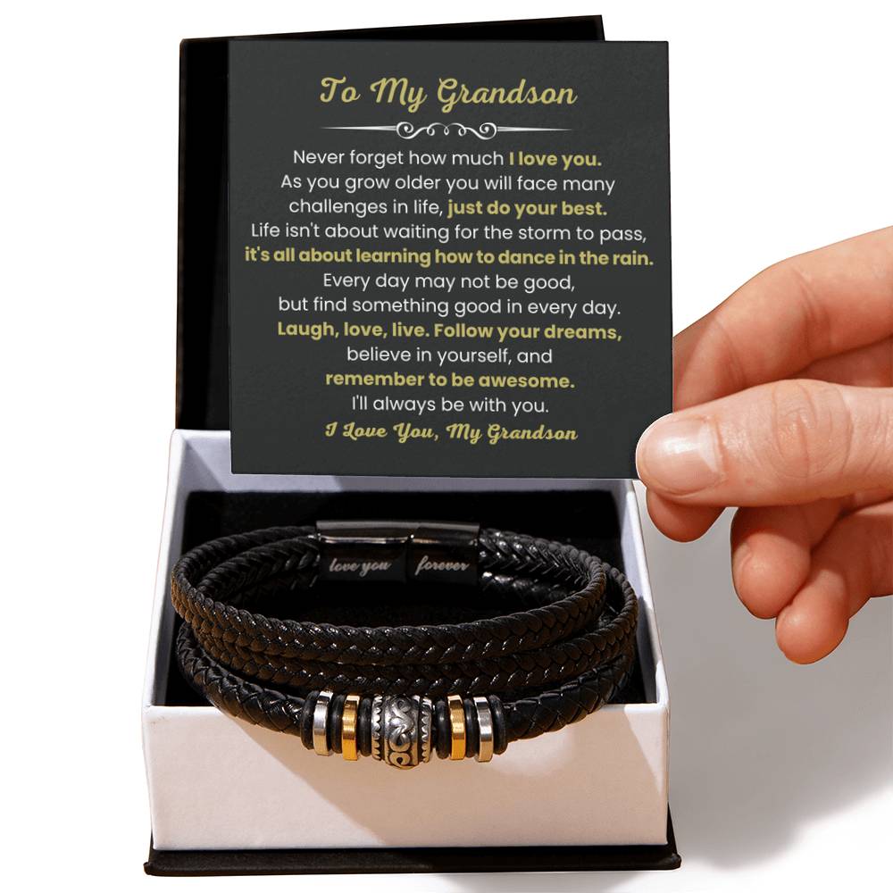 To My Grandson Bracelet - Gift for Grandson - It's all about learning how to dance in the rain - Love You Forever Bracelet - Personalize Memories