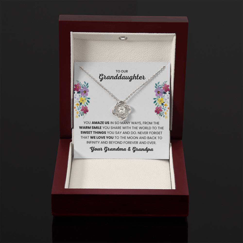 To Our Granddaughter - You Amaze Us Gift Jewelry from Grandma & Grandpa – Love Knot Necklace - Personalize Memories