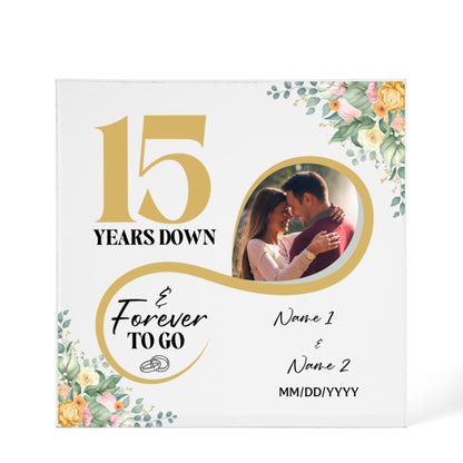 Personalized Acrylic Block, Custom Photo, Happy 15th Wedding Anniversary Gifts, Marriage Gifts, 15 Year Married Gift Wife Husband Present