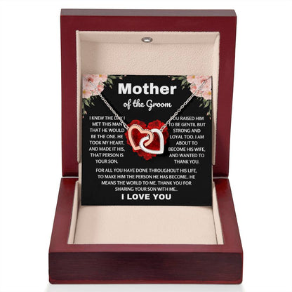 Mother of the Groom Gift - Thank you for sharing your son with me - Interlocking Hearts Necklace - Personalize Memories