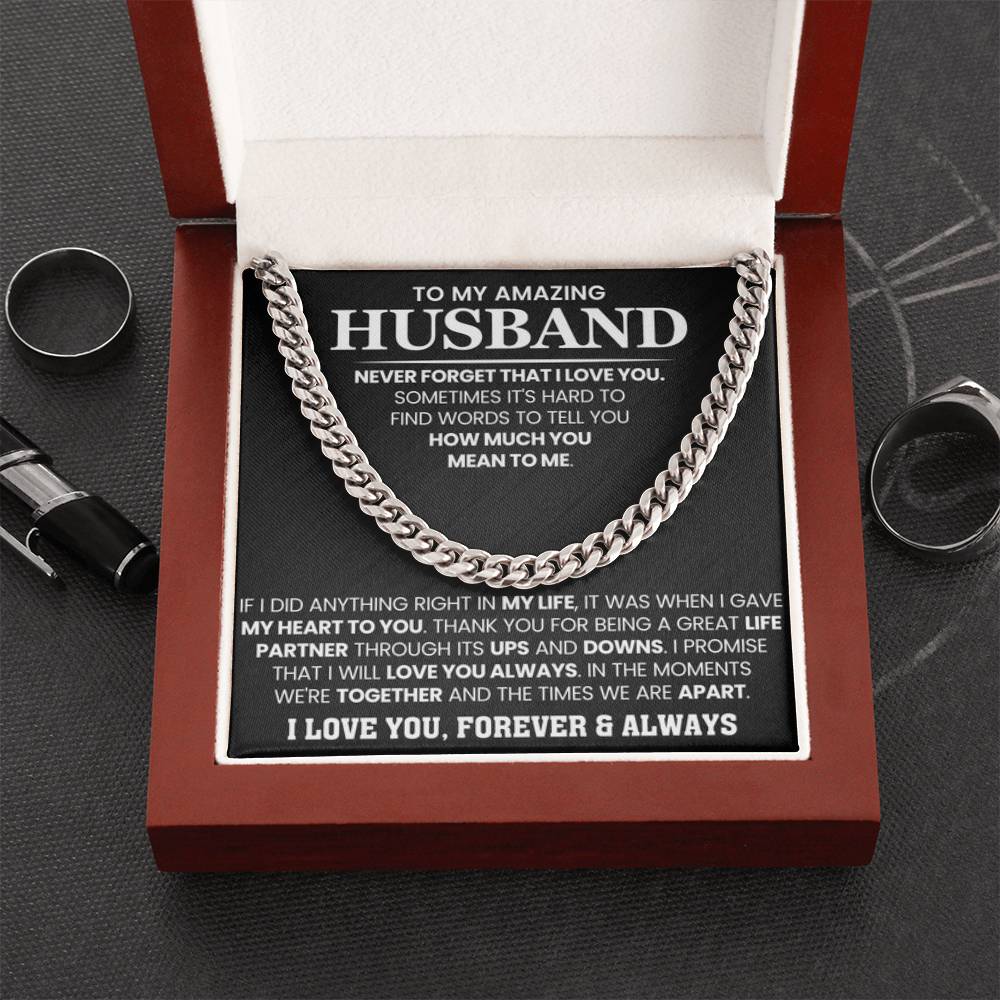 To My Amazing Husband – Birthday & Anniversary Cuban Link Chain - Personalize Memories