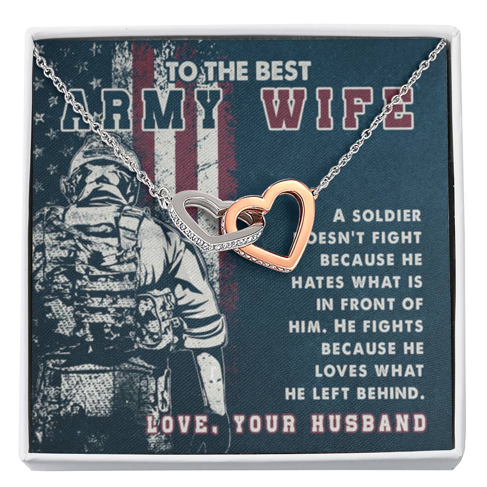 To The Best Army Wife Interlocking Hearts Necklace from Husband - Personalize Memories