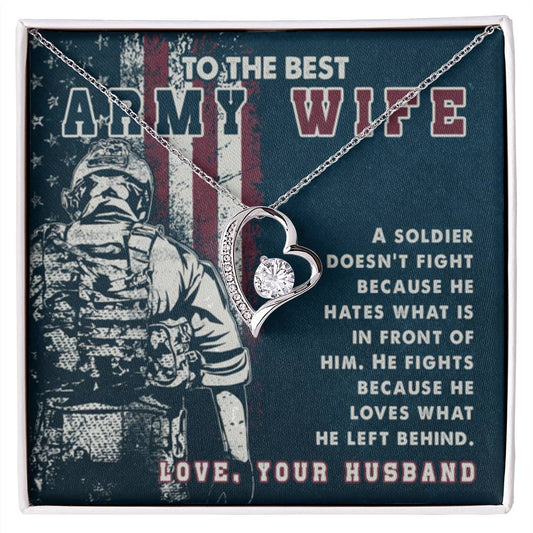 To The Best Army Wife Gift from Husband - Forever Love Necklace - Personalize Memories