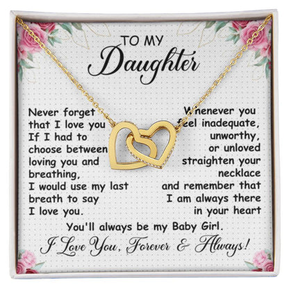 Beautiful Gift for Daughter - You'll always be my baby girl - Interlocking Hearts Necklace - Personalize Memories