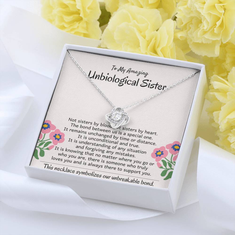 To My Amazing Unbiological Sister - The bond between us is a special one - Love Knot Necklace - Personalize Memories