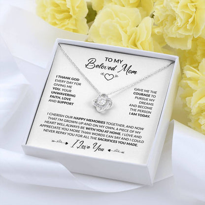 To My Beautiful Mom - I Thank God Every Day for Giving Me You - Love Knot Necklace - Personalize Memories